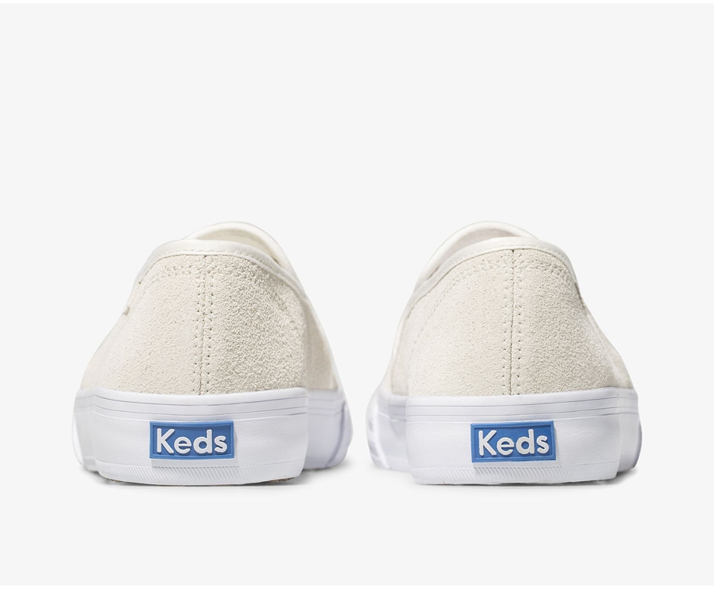 Slip Ons Keds Mujer Blancos - Double Decker Suede - 9645-REXVH